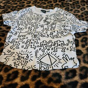 KEITH HAINEY IMPRINTE WHITE SHIRT AND BLACK IMPRINT, DOUBLE STRING